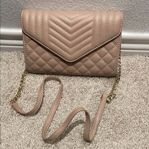 Madison West Women Mauve Quilted Crossbody Clutch Bag Classic Preppy Bohemian